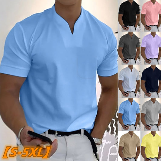 【S-5XL】 Športna majica s kratkimi rokavi in V-izrezom