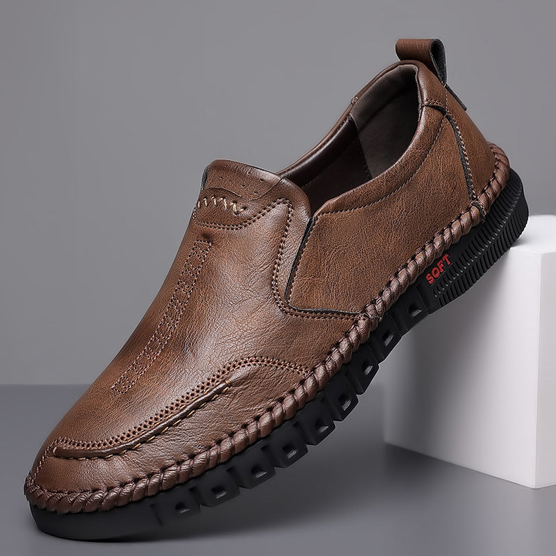 👞【39-44】Zapatos casuales de piel para hombre, nuevos, con suela blanda, antideslizantes y transpirables