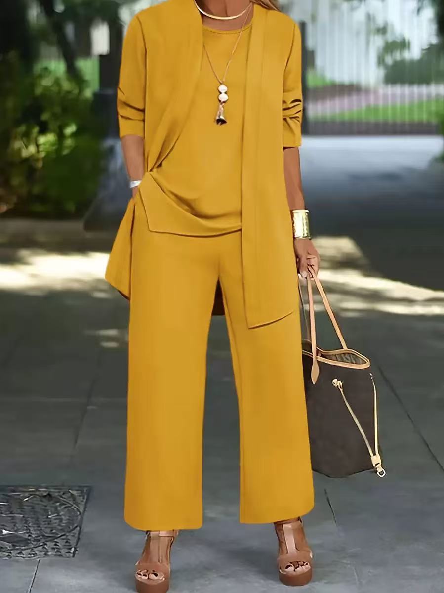 🧥Elegantni ženski komplet iz treh delov s širokim krojem🍂