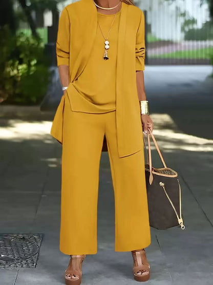 🧥Elegantni ženski komplet iz treh delov s širokim krojem🍂