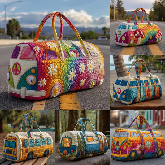 👜💐【(16x8x8) palců】Polstrovaná cestovní taška Hippie Van 4245126