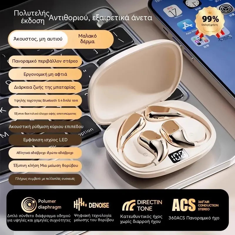 🔋Brezžične Bluetooth slušalke brez vgrajenega ušesa, z ušesno kljukico in kostno prevodnostjo🎙️🎧