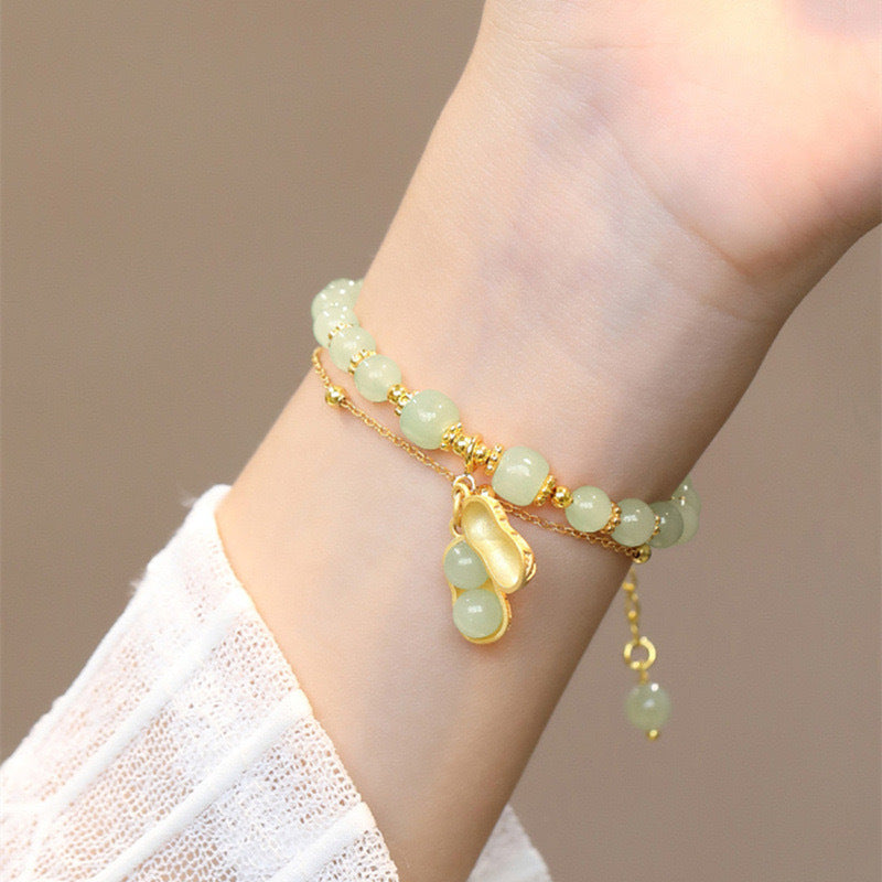 🔥【Compre 1 y obtenga 1 gratis】Una pulsera de jade Hetian de doble capa, que simboliza la buena fortuna y la prosperidad.