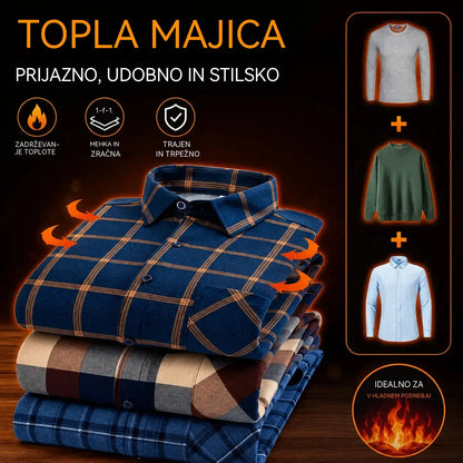 👔【L-5XL】Nova jesensko/zimska moška topla dvostranska flis majica, elegantna in vsestranska.