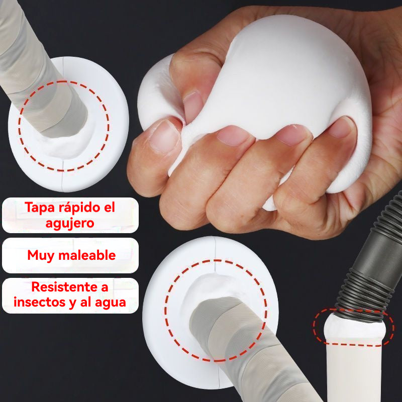 🏠🔧 Masilla Selladora Impermeable para Tuberías y Orificios de Aire Acondicionado | Sellado Fuerte para Paredes y Desagües 💧❄️