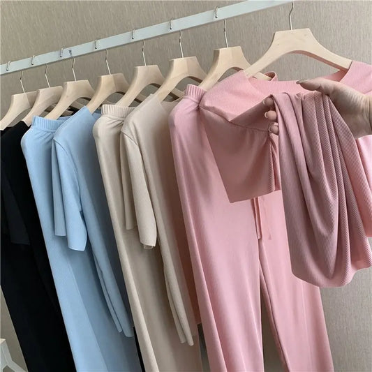 🔥VENTA CALIENTE 50% DE DESCUENTO🔥Productos de seda suave❤️Manga corta + pantalones anchos ❤️Conjunto de dos piezas