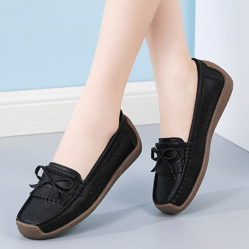 🌼【35-44】Zapatos de cuero de verano para mujer, zapatos con punta abierta y borlas transpirables