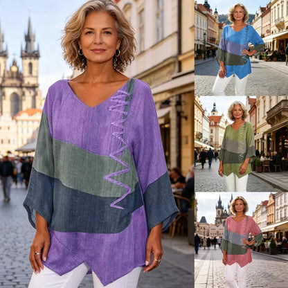 ⏳ Ostatni dzień -50%✨【S–4XL】Luźna lniana bluzka damska z dekoltem w serek i długim rękawem – Nowa kolekcja 2026 ✨