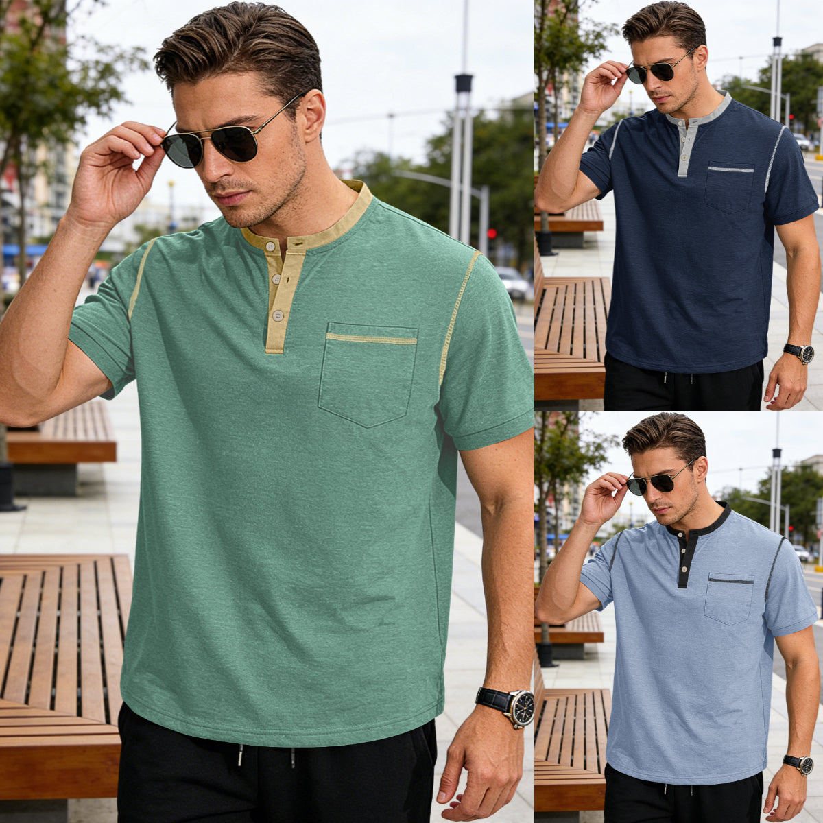 🏕️⛰️Ανδρικό καλοκαιρινό T-shirt-Απλό και μοντέρνο σχέδιο που ταιριάζει παντού.