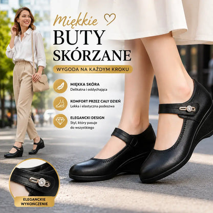 🏆👡【35-41】Zapatos de piel suave con suela blanda y tacón de cuña antideslizantes para madres