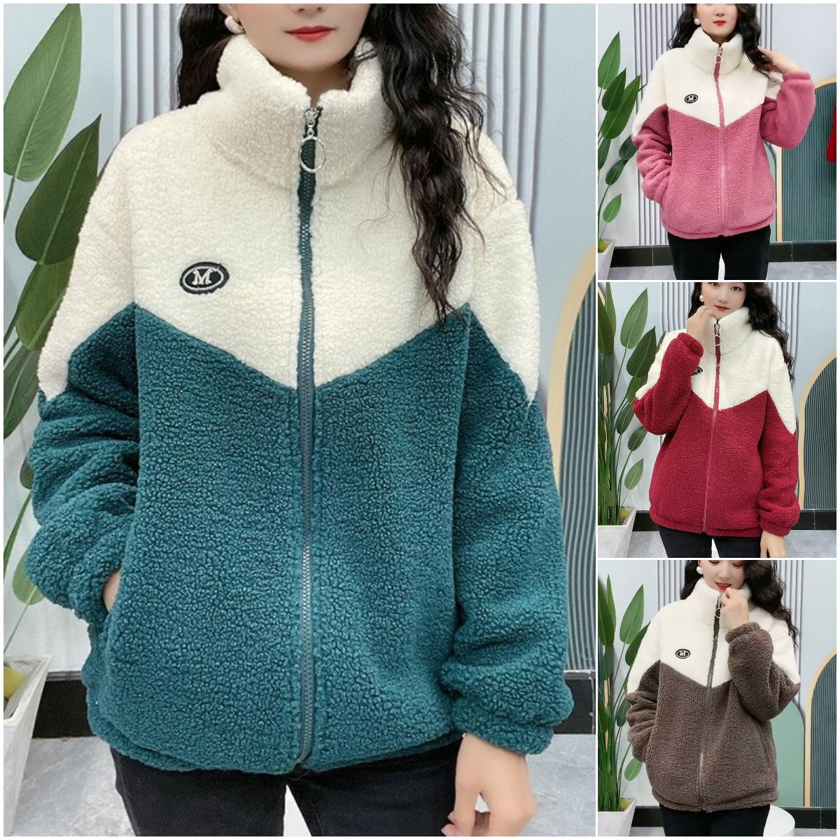 🔥🐏【M-4XL】Zimowa kurtka polarowa, wzmocniona kurtka z bawełny jagnięcej, ciepła kurtka