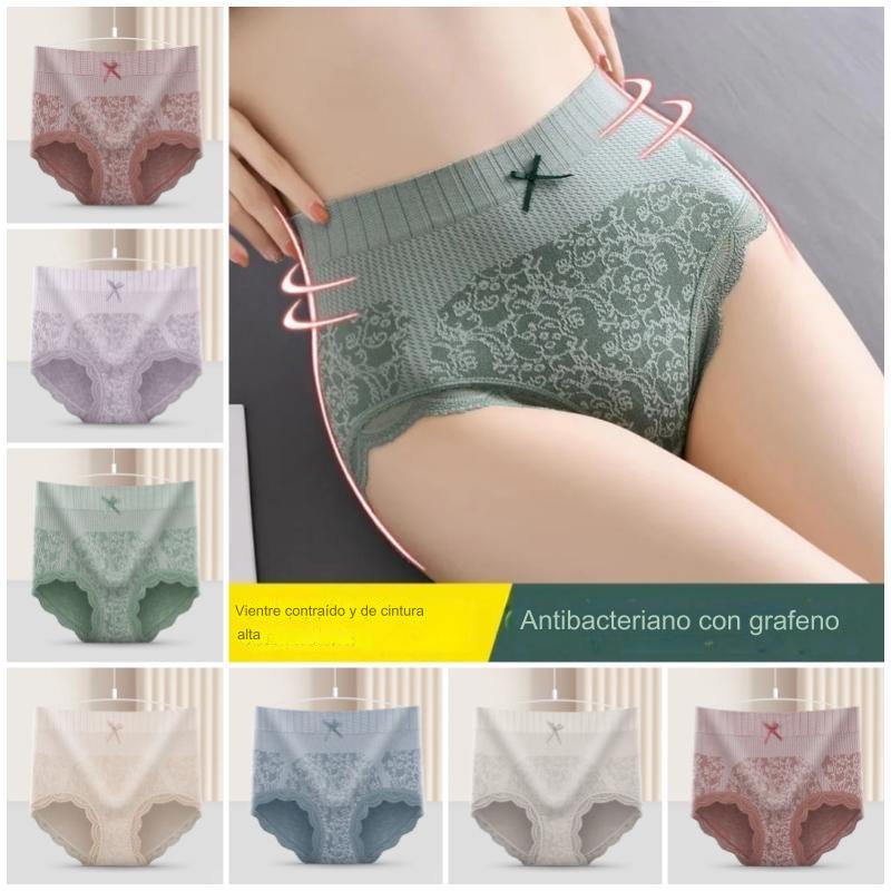🔥【Compre 4 y obtenga 4 gratis】🔥Ropa interior antibacteriana que absorbe la humedad de cintura alta para mujer_4236465