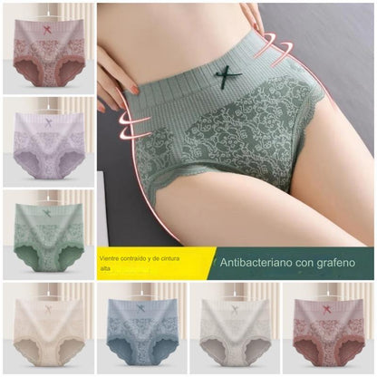 🔥【Compre 4 y obtenga 4 gratis】🔥Ropa interior antibacteriana que absorbe la humedad de cintura alta para mujer_4236465