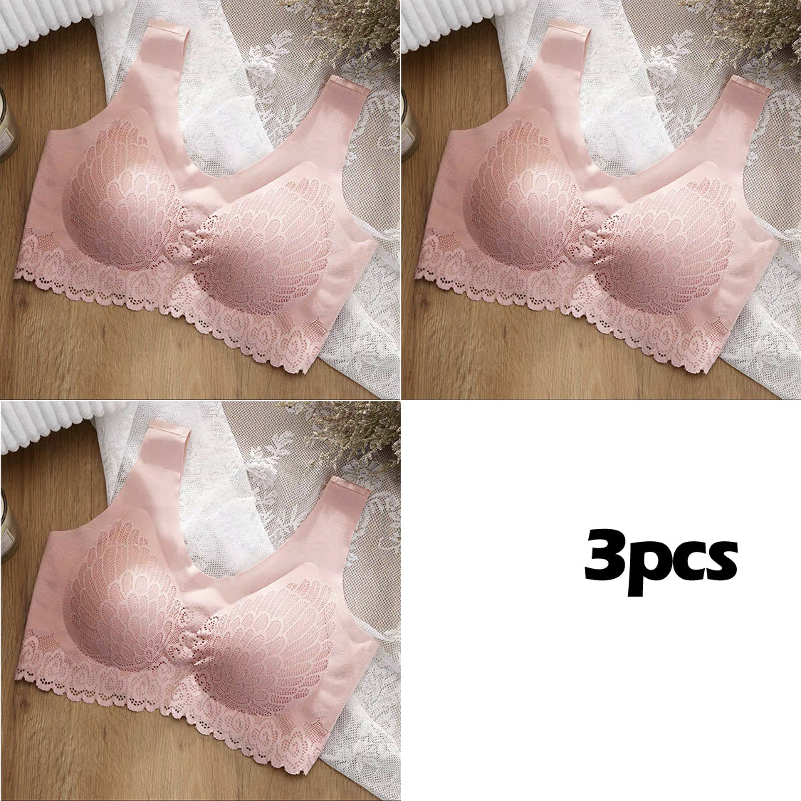 💖👙【M-4XL】🌹🛒【Set od 3 komada】2026. Novi poboljšani udoban čipkani grudnjak u velikim veličinama. (Bešavne, oblikujuće, s antiskliznim naramenicama)
