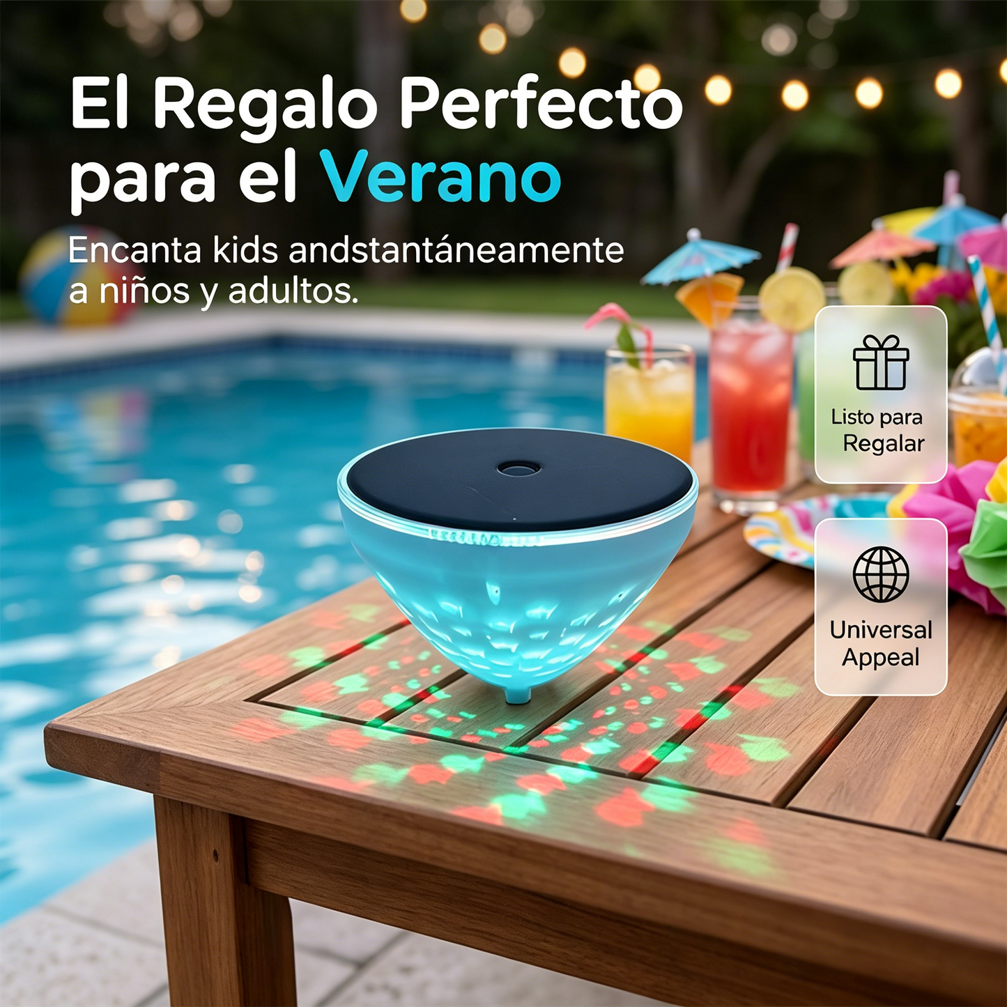 ☀️🐠 Lámpara solar flotante para piscina con proyección de peces💡💦4296303