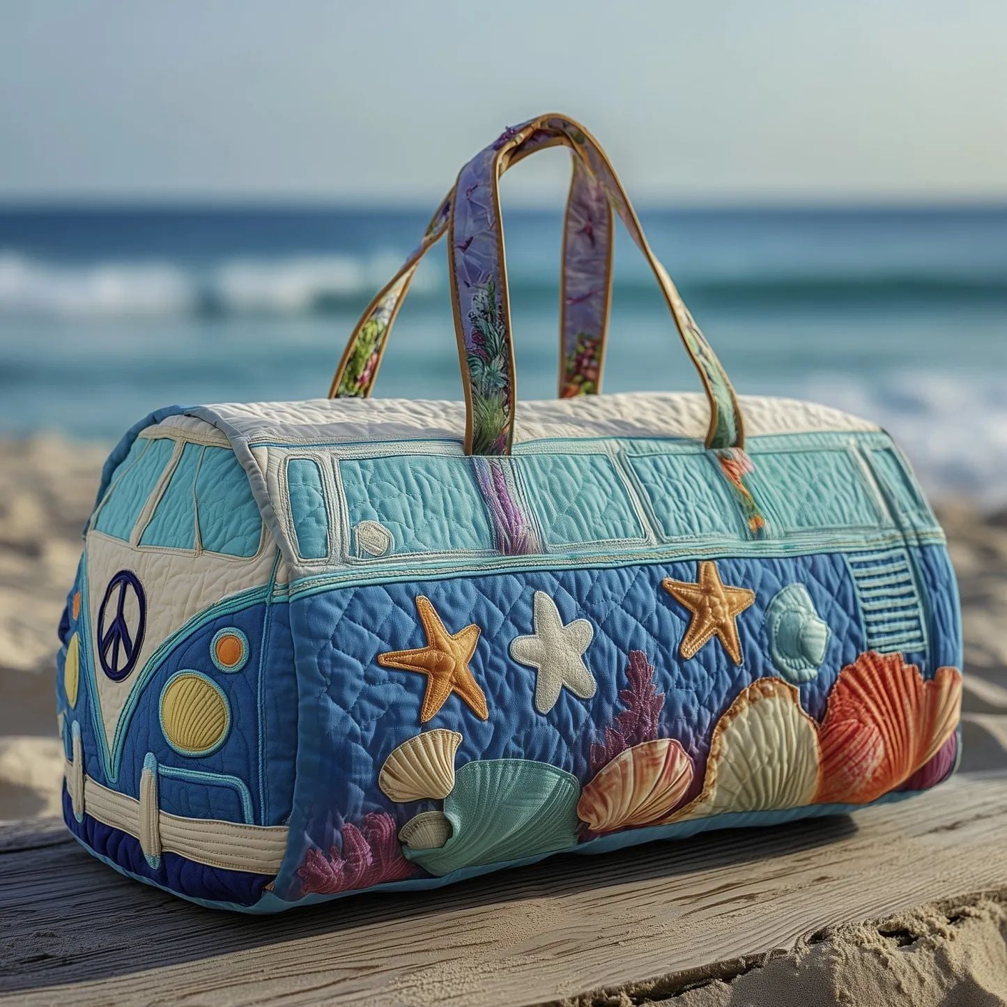 👜💐【(16x8x8) palců】Polstrovaná cestovní taška Hippie Van 4245126