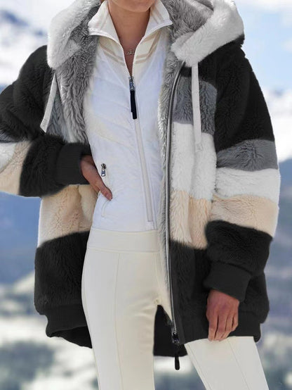 🔥 Τελευταία μέρα – έκπτωση 50% ❄️【S–5XL】Νέο γυναικείο ζεστό παλτό 2026, με ενισχυμένη βελούδινη επένδυση και σχέδιο με χρωματικές αντιθέσεις ✅ Πληρωμή με αντικαταβολή