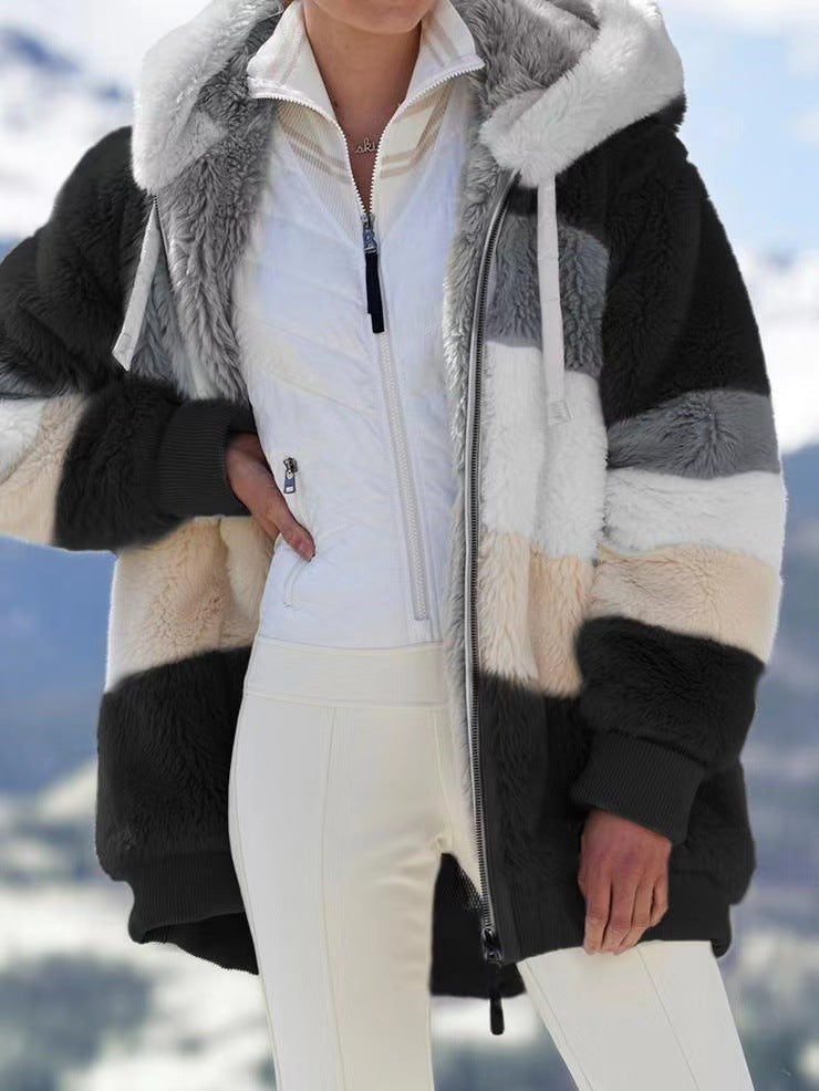 🔥 Τελευταία μέρα – έκπτωση 50% ❄️【S–5XL】Νέο γυναικείο ζεστό παλτό 2026, με ενισχυμένη βελούδινη επένδυση και σχέδιο με χρωματικές αντιθέσεις ✅ Πληρωμή με αντικαταβολή