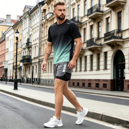 [S-5XL] Nyári futószett - Ice Silk gyorsan száradó rövid ujjú és rövidnadrág