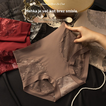 [5-delni komplet] Ženske visoko elastične brezšivne čipkaste hlačke s funkcijo uravnavanja trebuha in oblikovanja zadnjice