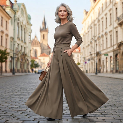 🔥【M-5XL】Elegantne ženske hlače z visokim pasom in širokimi hlačnicami, ohlapnega kroja, laskajo postavi, zračne in udobne poleti.