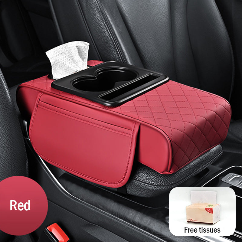 Univerzalna usnjena podloga za roke 4 v 1 ✅ vgrajena škatla za robčke ✅ držalo za skodelico