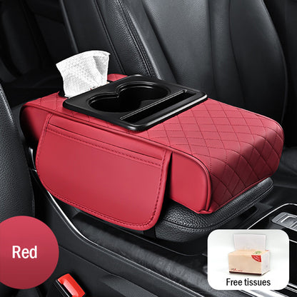 Univerzalna usnjena podloga za roke 4 v 1 ✅ vgrajena škatla za robčke ✅ držalo za skodelico