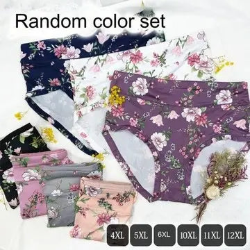💕【7 kusů】Pohodlné bavlněné antibakteriální dámské spodní prádlo, módní potisky, plus size