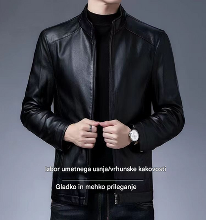 【M-3XL】Nova jesensko/zimska debela usnjena jakna, podložena s flisom, v očetovem slogu