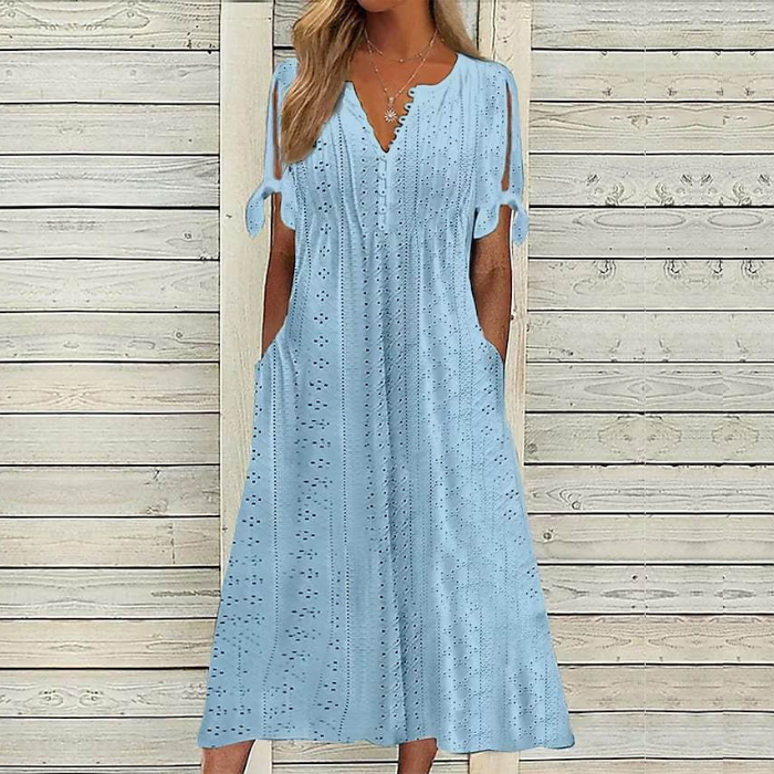 🏆【Legkeresettebb termékek】[S-5XL]👗Egyszerű és gyönyörű egyszínű ruha