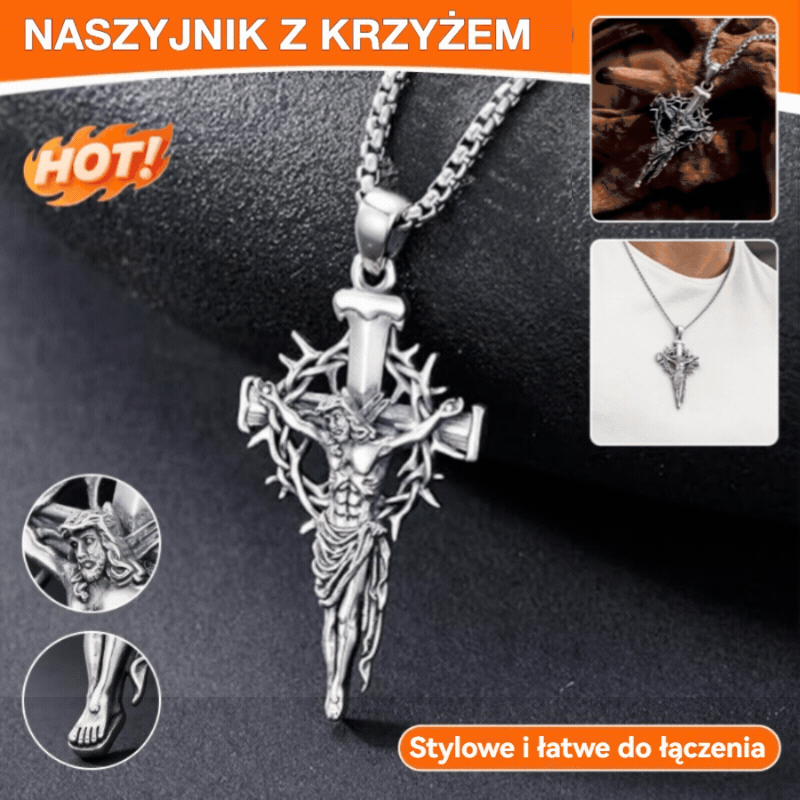 【Kupte jeden, druhý dostanete zdarma】🔥Náhrdelník s křížem a svatozářem z trnů 4263508