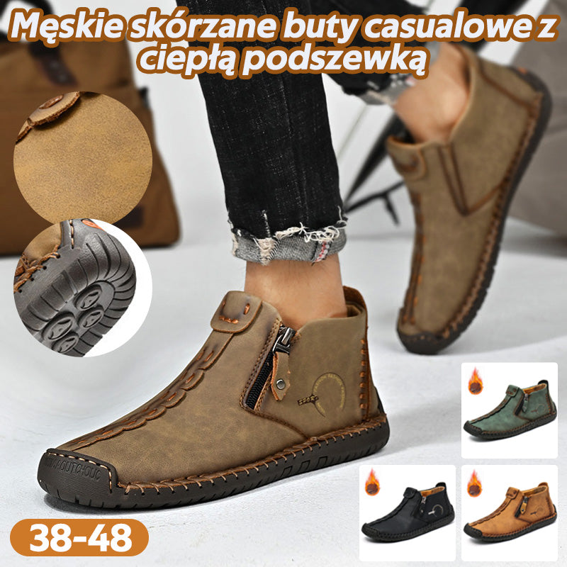 🥾Téli férfi bőr szabadidőcipő (méret 38-48), bélelt és cipzáros – meleg, kényelmes és divatos, télre alkalmas._4152357