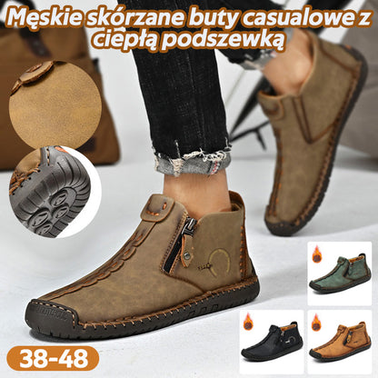 🥾Téli férfi bőr szabadidőcipő (méret 38-48), bélelt és cipzáros – meleg, kényelmes és divatos, télre alkalmas._4152357