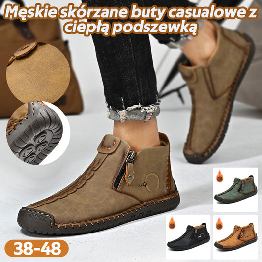 🥾Téli férfi bőr szabadidőcipő (méret 38-48), bélelt és cipzáros – meleg, kényelmes és divatos, télre alkalmas._4152357
