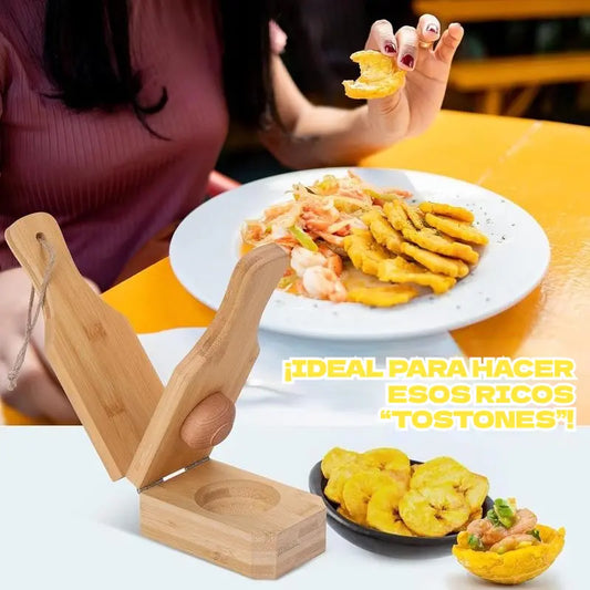 🍌 Prensa 2 en 1 de madera para tostones y plátanos
