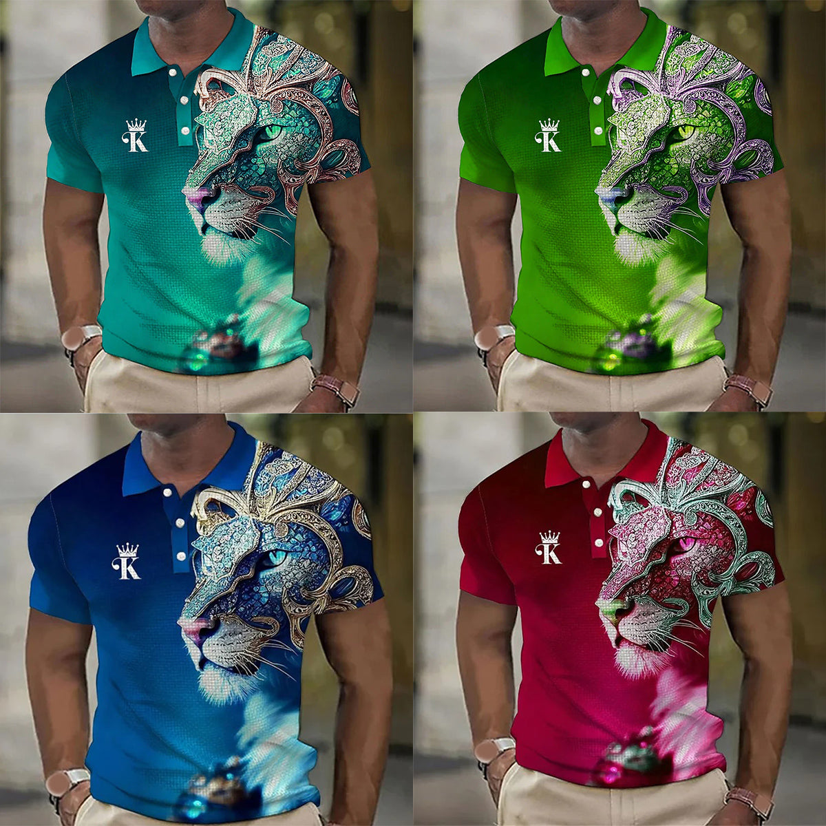 【S-6XL】Moška polo majica s 3D potiskom leva