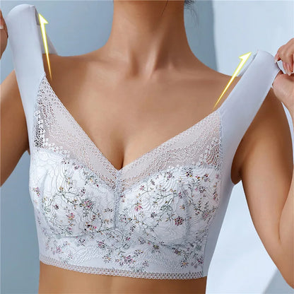 🤩【Conjunto de 3 piezas】✨【40 kg–100 kg】🎁🎁 Sujetador cómodo de seda helada de tallas grandes — Transpirable y ajustable — Oferta especial