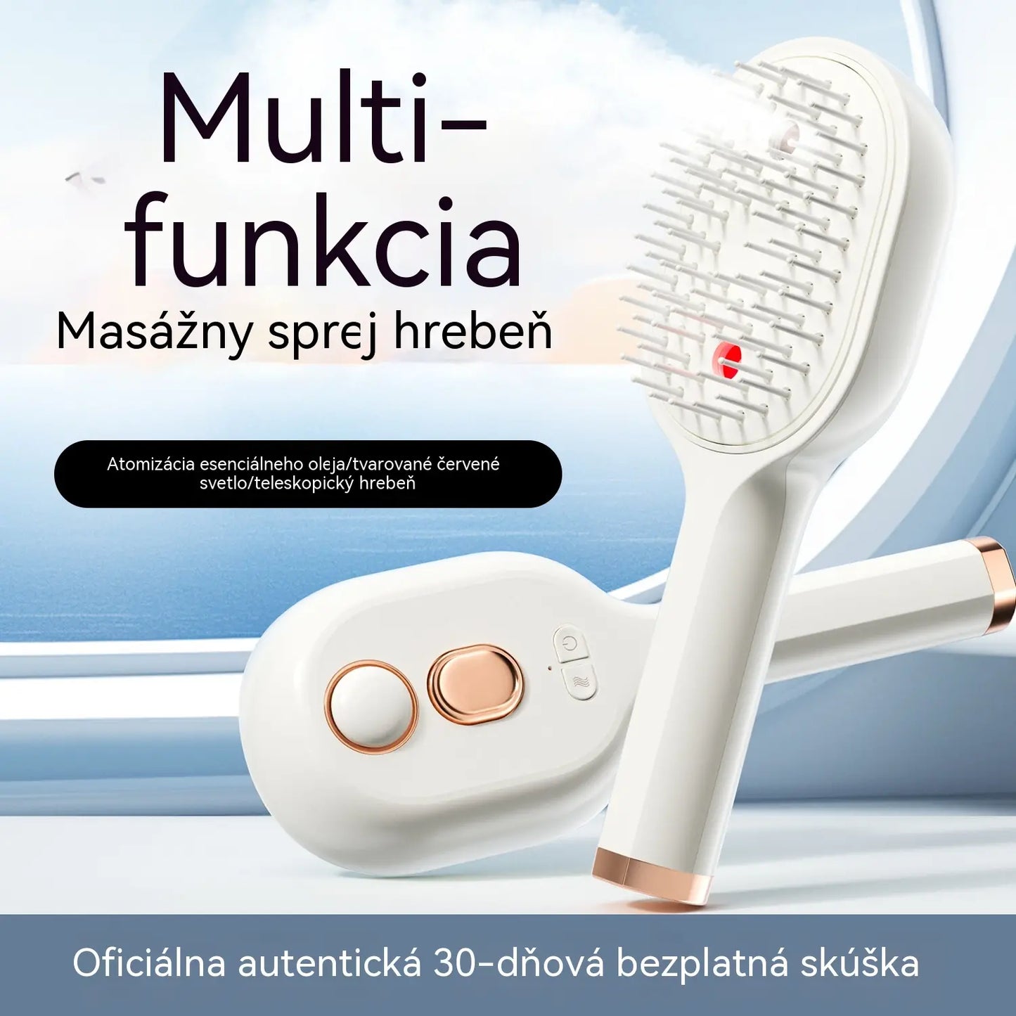 💖💨Hřeben s funkcí rozprašování, který se spouští jediným tlačítkem a účinně zabraňuje zamotávání vlasů.