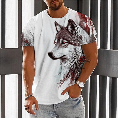 🔥【2XS-6XL】👕 Nova moška bombažna majica z motivom volka