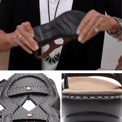 ☀️👡【35-43】Sandalias planas de cuero suaves y cómodas para mujer, ideales para uso diario.