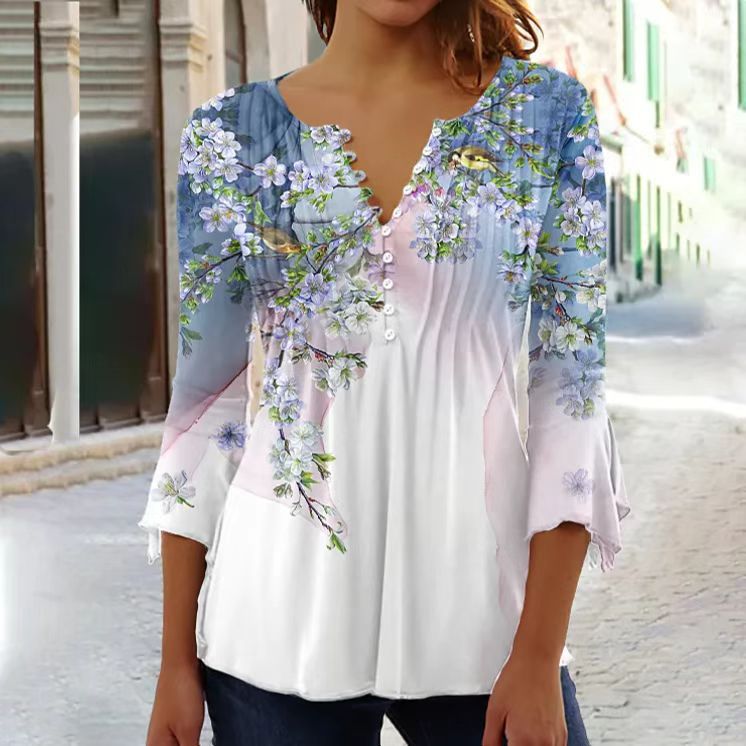 Modna ženska majica s kratkimi rokavi z V-izrezom 【S-5XL】