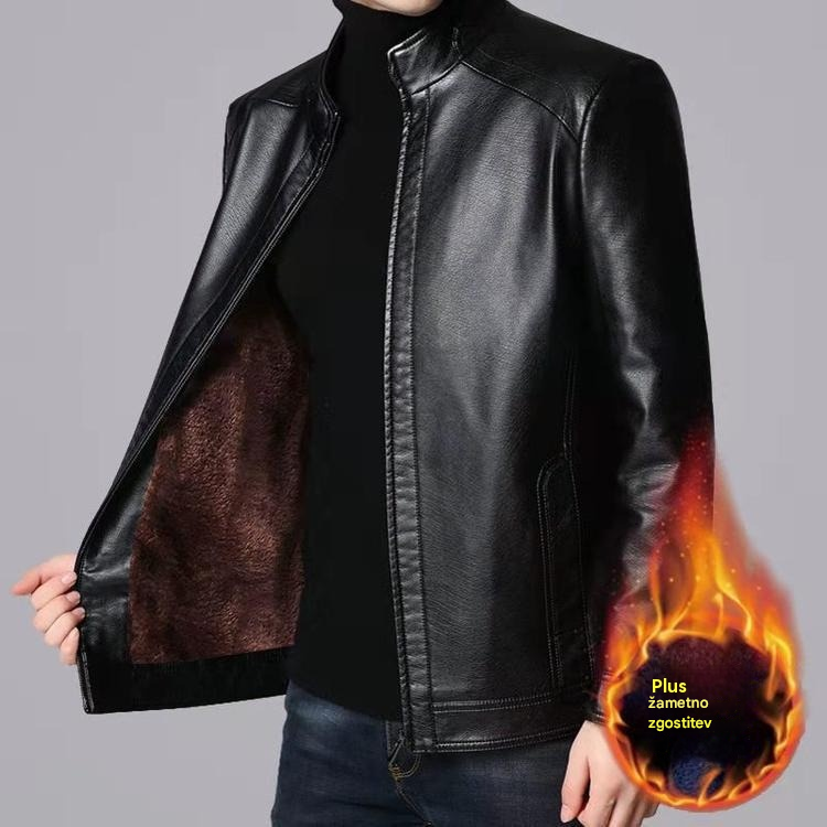 【M-3XL】Nova jesensko/zimska debela usnjena jakna, podložena s flisom, v očetovem slogu