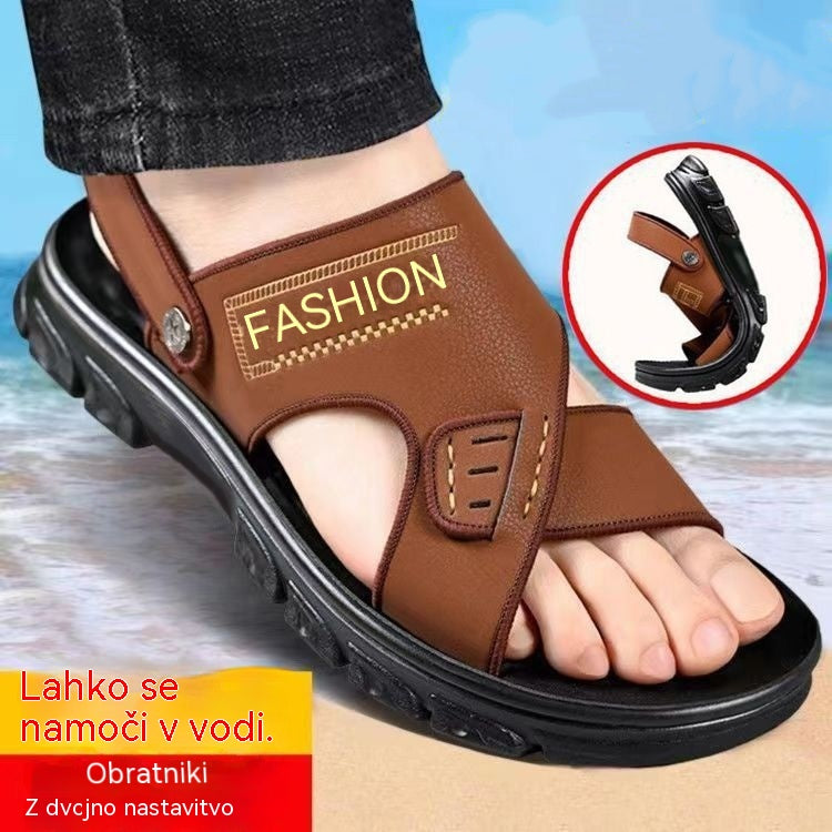 🐂【38-47】Novi moški usnjeni sandali za na plažo z debelim podplatom