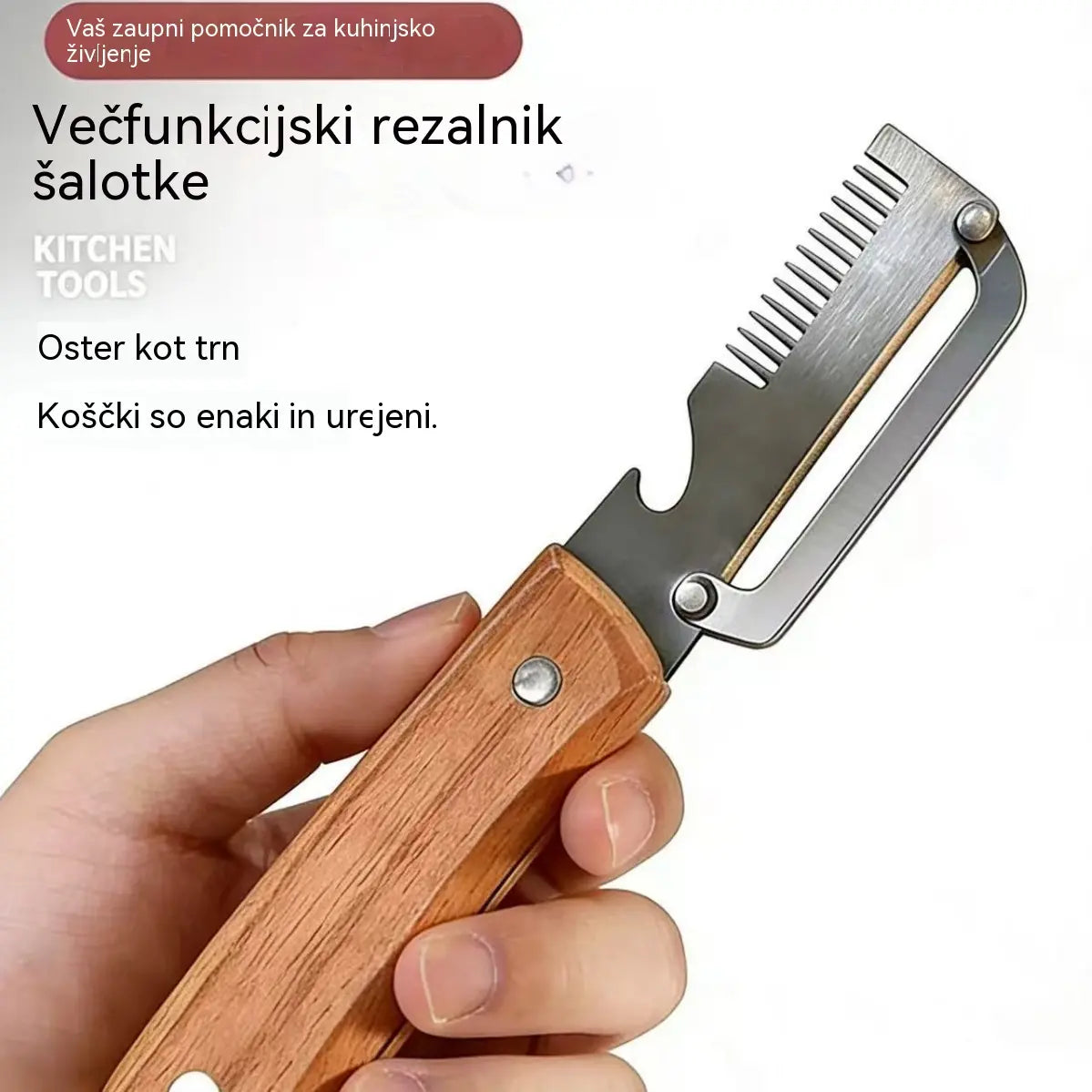 ✅【Kupi 1, prejmi 1 brezplačno】🧅🔪 Večnamenski kuhinjski lupilec 3 v 1: lupi, reže in odpira pokrovčke steklenic! 🔥
