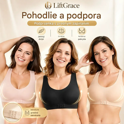 🎉Akce 1+1 zdarma⚡ 【M–2XL】Podprsenka bez kostic se zapínáním vpředu a překříženými zády: koriguje držení těla a poskytuje maximální oporu i pohodlí.