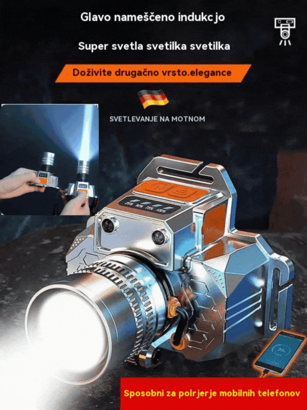 🔦Izjemno svetla svetilka s senzorjem na glavi, sprosti roke, izjemno dolg čas osvetlitve
