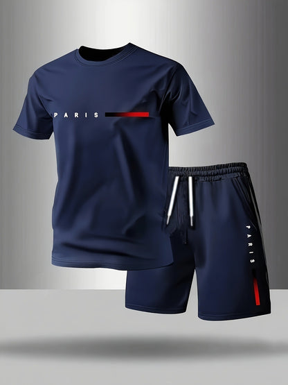 🔥【Platba při dodání】S-2XL Pánská letní sportovní sada ze 2 dílů - pohodlné tričko s krátkým rukávem a kraťasy na každodenní nošení i doma