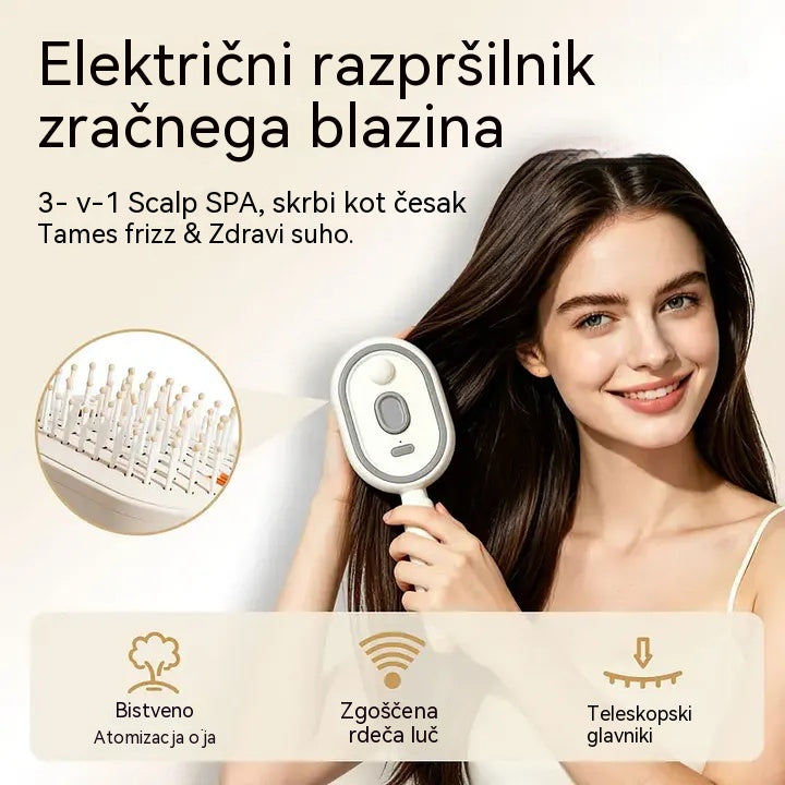 Električni razpršilec z masažnim glavnikom z zračno blazino