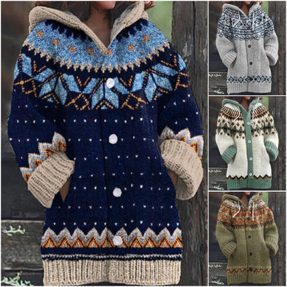 🔥🔥【S~5XL】✨Jesen/zima 2025 Nova elegantna barvita retro jakna s kapuco