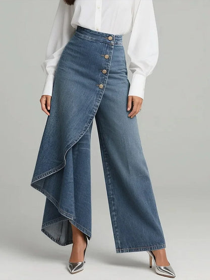 🥇🥇【S-3XL】Vaqueros de mujer de talle alto y perneras anchas, corte holgado y diseño elegante.